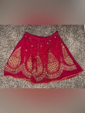 Embroidered Red Women's Skirt